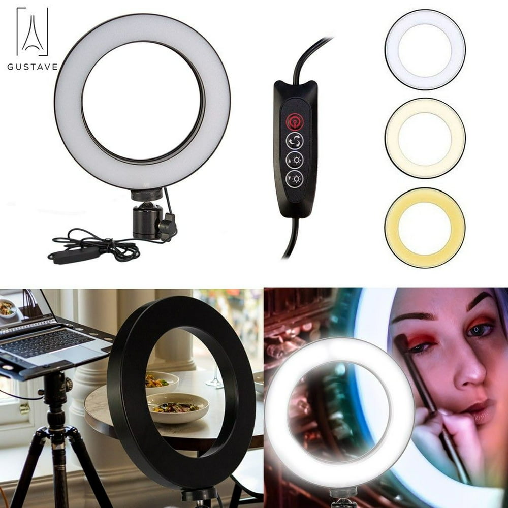 GustaveDesign Portable Photography Dimmable LED Selfie Ring Light 3