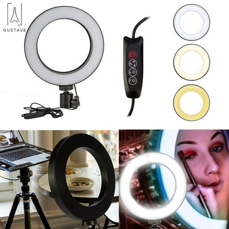 GustaveDesign Portable Photography Dimmable LED Selfie Ring Light 3 Color adjustable light mode Selfie Photography USB Cable LED Ring Lamp Youtube Video Live Studio 