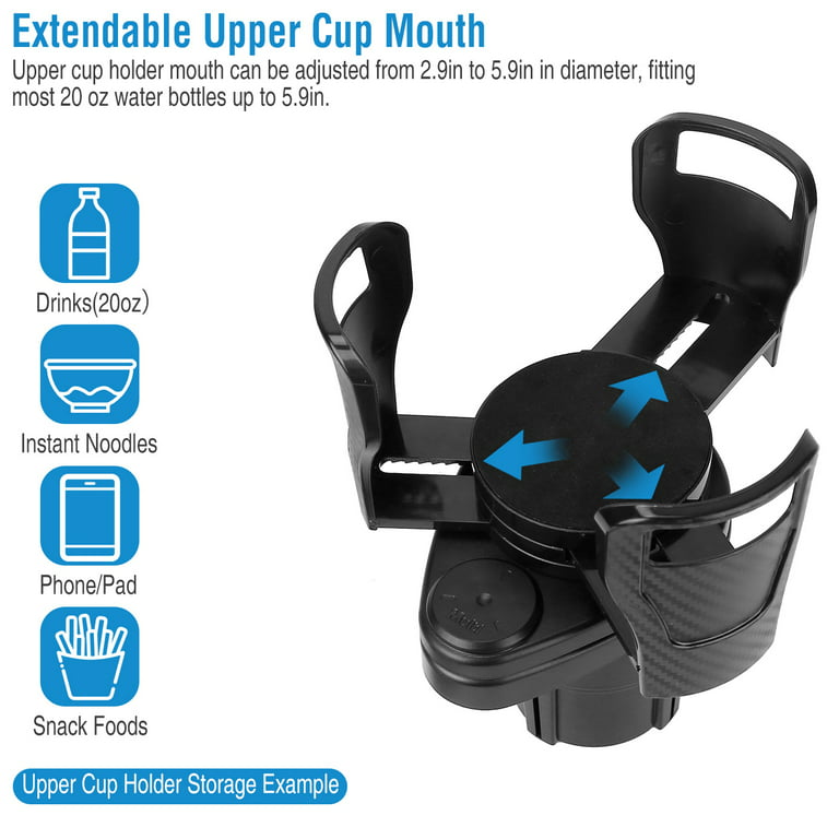 Cup Holder Expander for Car Cup 3.02”-4.62” with Card Organizer – oqtiqtech