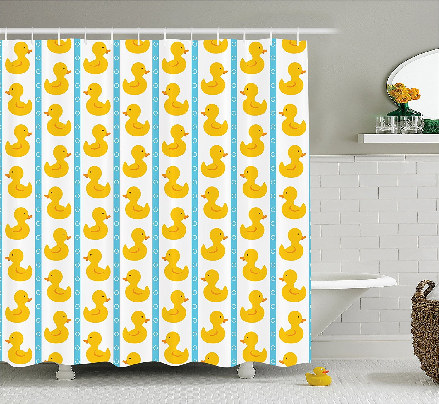 Wide Tropik home New Funky Bathroom Extra Long Fabric Shower Curtain With Swans 