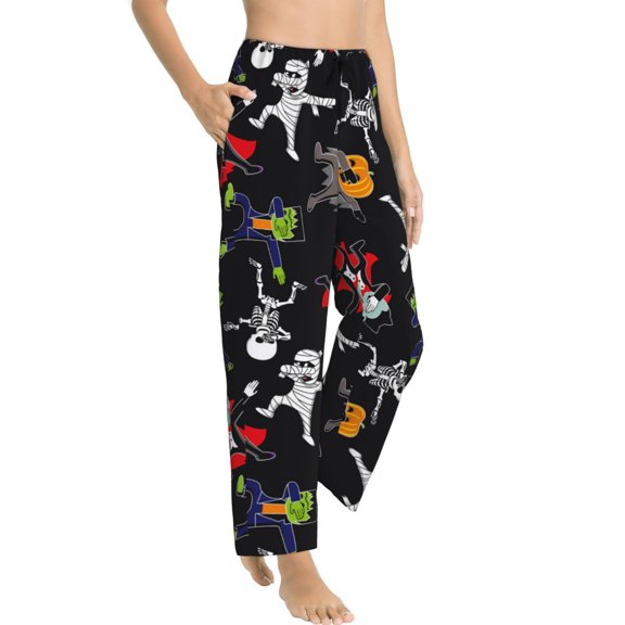 Pajama Pants Women - Zombie Mummy Skeleton Soft Breathable Sleep & Lounge Pants for Women, Comfy Casual Pj Pants Bottoms with Pockets