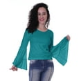 thumbnail image 2 of Moomaya T-Shirt à Manches Longues pour Femmes, Col Rond, Coupe Décontractée, Été, 2 of 5