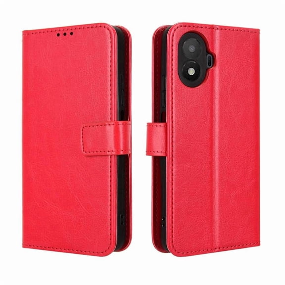 Wallet Case for TCL K70 SE 4G with Card Holder, PU Leather Flip Phone Case with Kickstand Magnetic Closure Wrist Strap Red