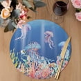 thumbnail image 3 of Jellyfish Coastal Round 13 Inch Placemats Set of 8, Nautical Ocean Summer Beach Coral Sea HeatResistant Non Slip Place Mats for Dining Table, Wipeable Braided Kitchen Table Mats for Housewarming, 3 of 9