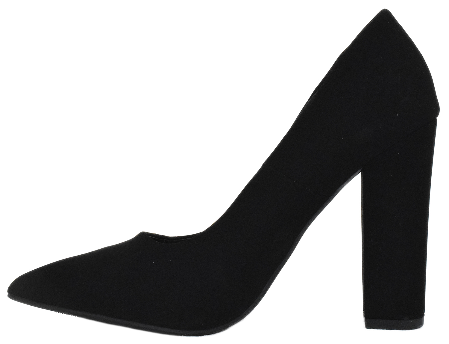 Not Just A Pump Women Thick Chunky Block High Heels Pointed Toe Dress / Casual Shoes OGDEN-S Black Nubuck Suede 10 - image 2 of 2