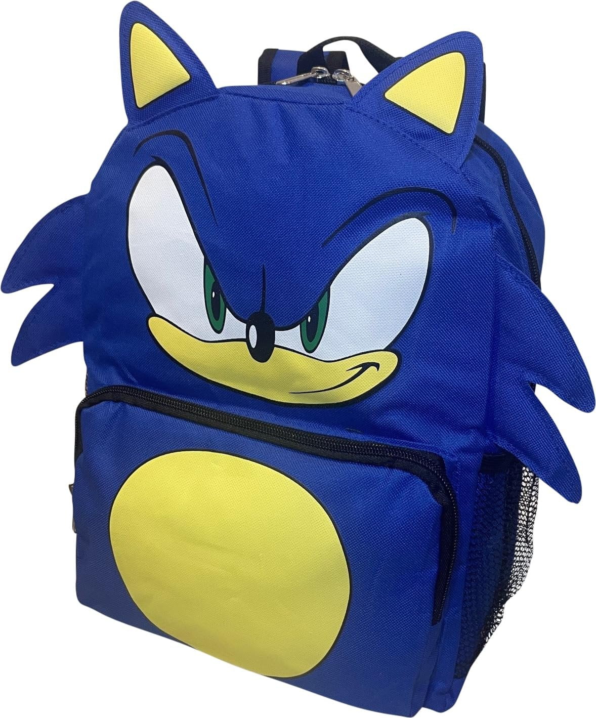 Ruz Sonic The Hedgehog Big Face School Backpack With 3D Ears And Quills Sonic 14"