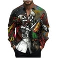 thumbnail image 2 of Zylanna Men's Button up Shirts, Breathable Long Sleeve Turndown Collar Halloween Print Casual Shirts for Men Multicolor, 2 of 5