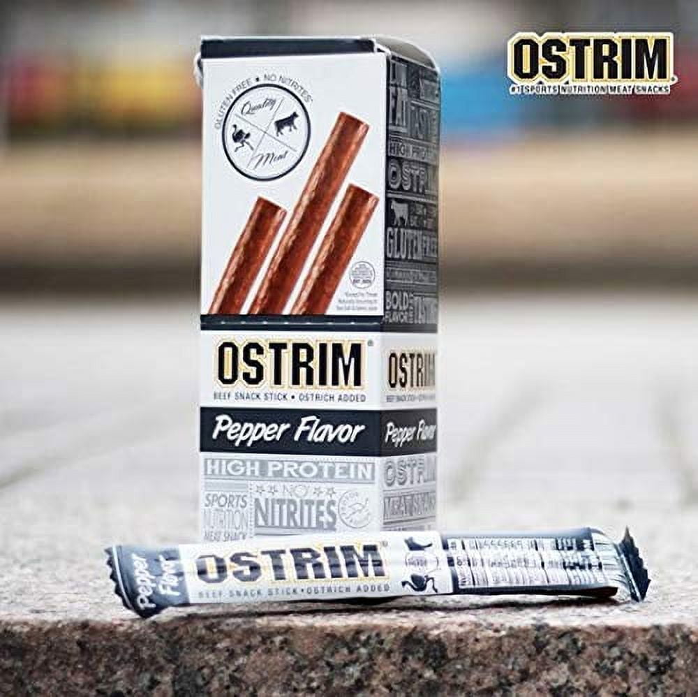 Ostrim Beef & Ostrich Snack Stick, Pepper, Pack of 10, 1.5 oz sticks
