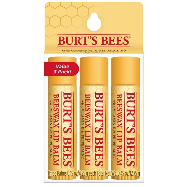 Burt's Bees 100 Natural Moisturizing Lip Balm, 3 Pack
