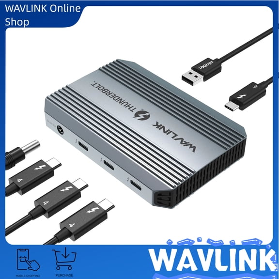 WAVLINK 5-in-1 Thunderbolt 4 Hub, 90W PD Charging, Single 8K or Dual 4K Display for MacBook Pro/Air M1 M2 M3 M4, Thunderbolt 4/3, USB-C/USB 4 Windows
