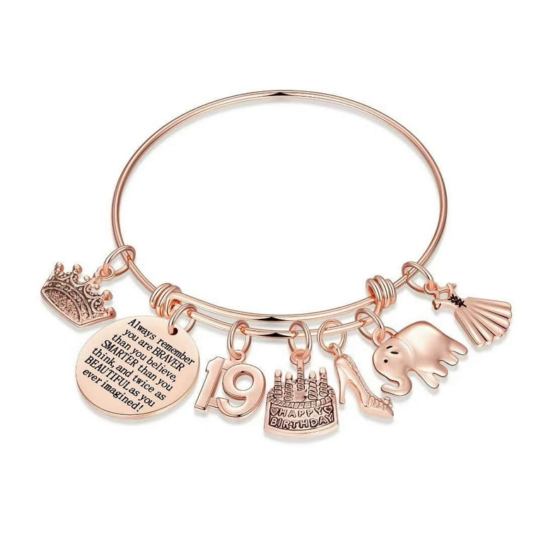 Aunool Birthday Gifts for 19 Year Old Girl 19th Birthday Gifts Charm Bracelets for Teen Girls Daughter 19th Birthday Gifts for Girls, Girl's, Size