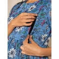 thumbnail image 5 of Janasya Indian Women's Blue Poly Georgette Floral Printed Flared Maternity Dress, 5 of 5