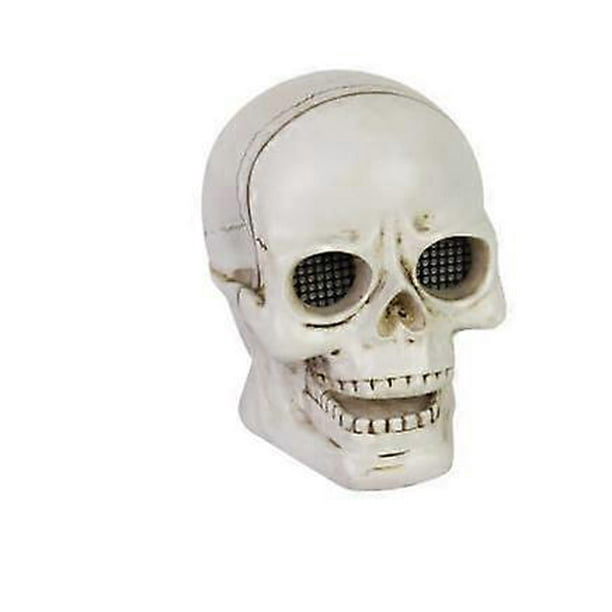 Skull Head with LED Light Up Glowing Eyes Resin Human Skull Sculpture Night Light Horror Party Decoration for Halloween Party