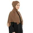 thumbnail image 2 of Women's Chiffon Hijab Scarf, Long Lightweight Muslim Scarf and Shawl, Modest Prayer Scarf for Daily Wear, Islamic Head Covering in Solid Colors-Brown, 2 of 3