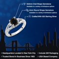 thumbnail image 2 of Gem Stone King 925 Sterling Silver Black Onyx and White Created Sapphire 3 Stone Engagement Ring for Women | 1.33 Cttw | Oval 8X6MM | Round 2MM | Gemstone December Birthstone | Size 9, 2 of 6