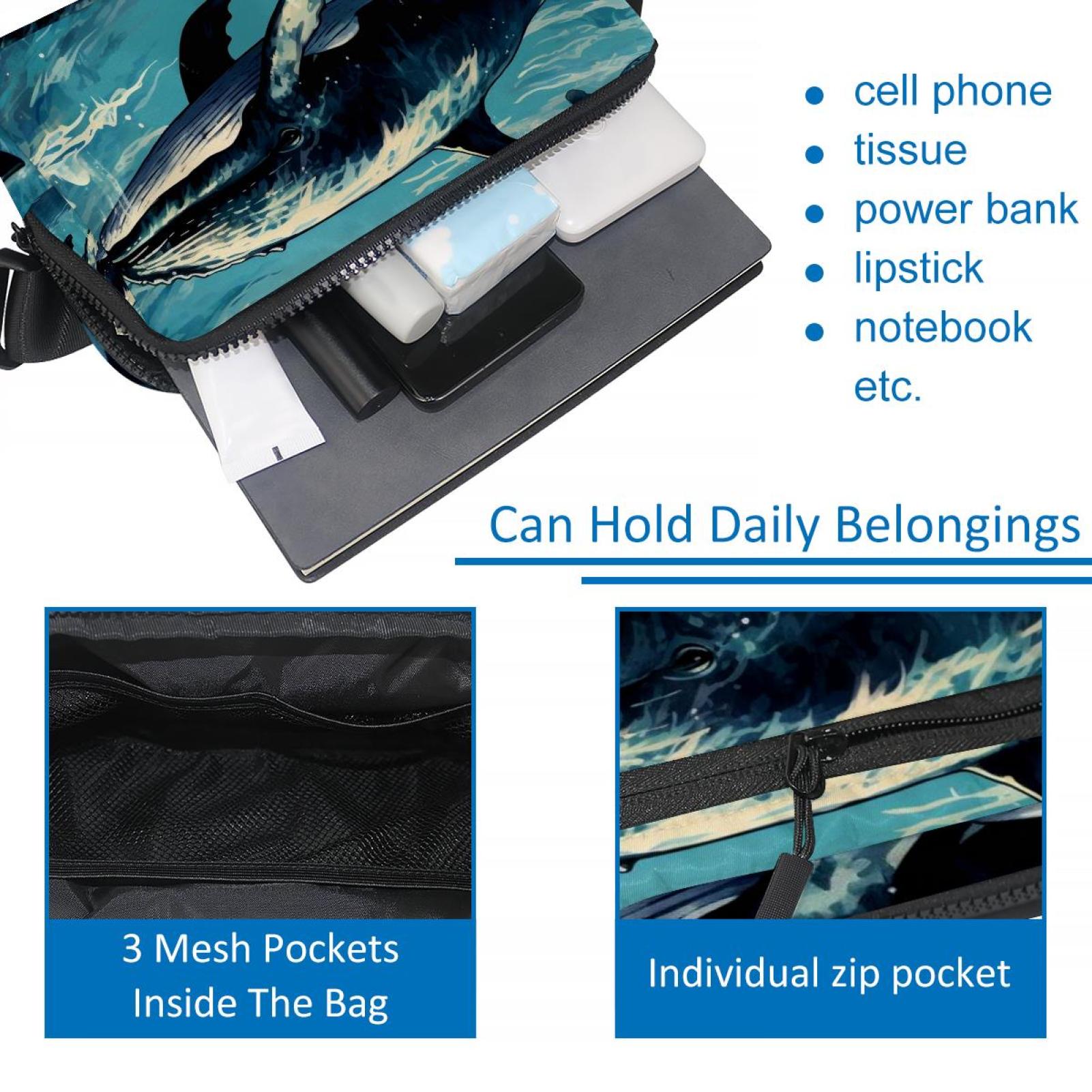 Whales Versatile Waist Bag, Crossbody Bag, Running Belt - Lightweight, Adjustable, with Extension Strap, Unisex