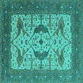 thumbnail image 1 of Ahgly Company Machine Washable Indoor Square Oriental Turquoise Blue Industrial Area Rugs, 3' Square, 1 of 4