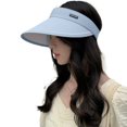 thumbnail image 1 of Empty Top Letter Logo Elastic Rope Hair Hoop Design Sun Hat Women Extended Brim Outdoor Riding Hat, 1 of 10