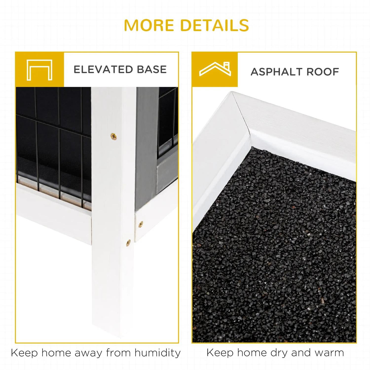 Pefilos 54" Wooden Rabbit Hutch with Enclosed Run, No Leak Tray, Outdoor Bunny Enclosure Guinea Pig Cage for Small Animals, Gray