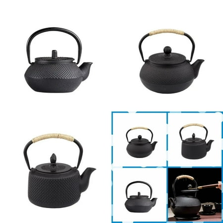 

DUFDERIA Antique Chinese Japanese Style Cast Iron Teapot with Fast Heat Conduction and Rope Wrapped Handle for Traditional Tea Kettle Experience