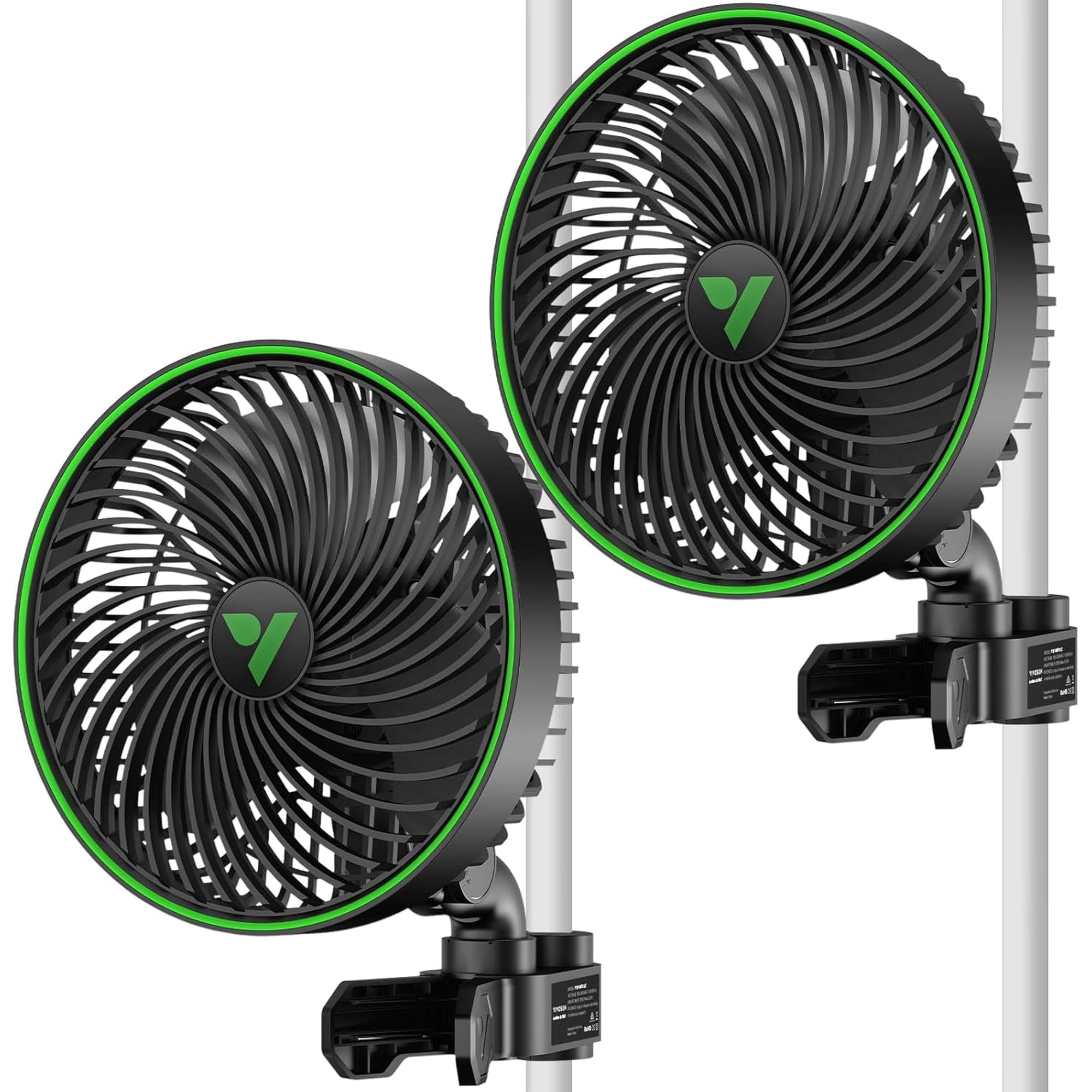 VIVOSUN AeroWave E6 Gen2, Grow Tent Clip Fan 6”, EC Motor, Smart Control, Powerful Oscillating Fan, Local Timer, Weatherproof IP54, for Hydroponics Circulation Cooling, Black,2 Pack
