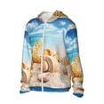 thumbnail image 2 of Rocae Beach Starfish Shell Print Breathable Sun Protection Hoodie Quick-Dry Lightweight Long Sleeve Hoodie Unisex Running Sports Shirt, 2 of 9