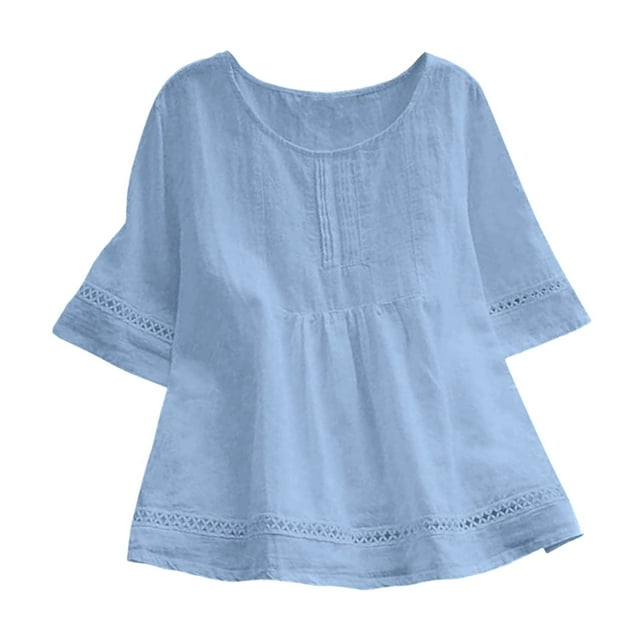 Women's Half Sleeve Tops Solid Color Cut Out Polyester for Summer