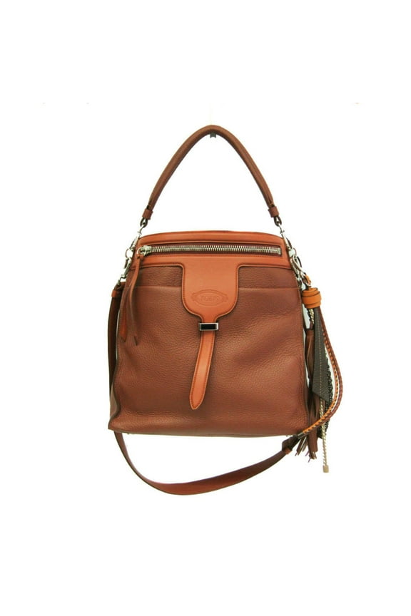 Pre-Owned Tod's THEA Tassel Charm Women's Leather Tote Bag Brown (Good)