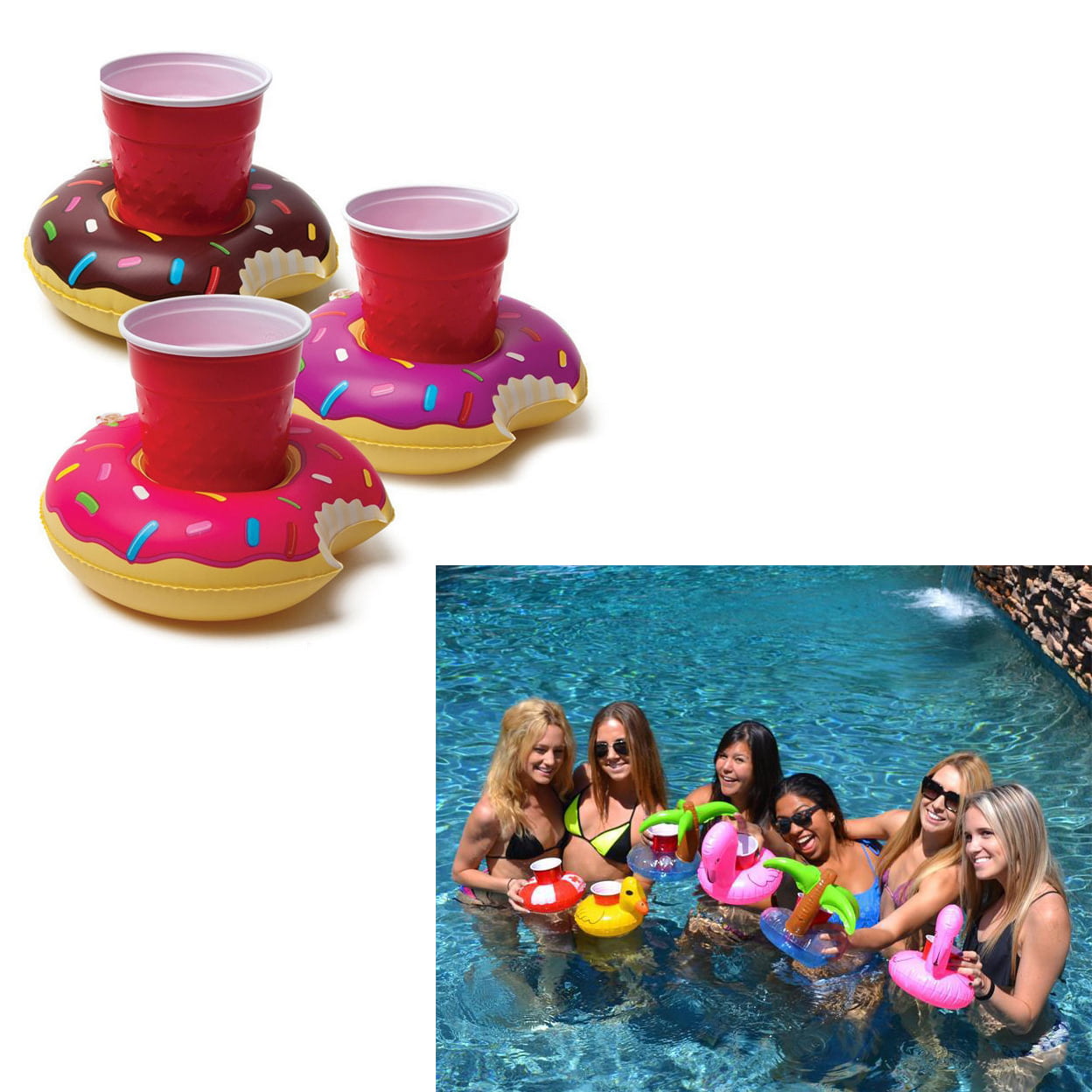 Garden Paddling Pool Beach Party Hot Tub Inflatable Tropical Drinks Holders 