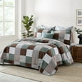 thumbnail image 5 of DUOHONG Queen Quilt Set 100% Cotton Farmhouse Lightweight Bedding Set, Brown/Green/White, 90"W x 98"L, 5 of 8