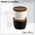 thumbnail image 2 of 2 Pcs Ceramic Salt and Pepper Containers Set, Japanese-Style Spice Jar with Wooden Lid, Kitchen Spice Organizers and Storage, Dual Spoons, 8.5 oz Seasoning Container for Home, Restaurant, 2 of 8