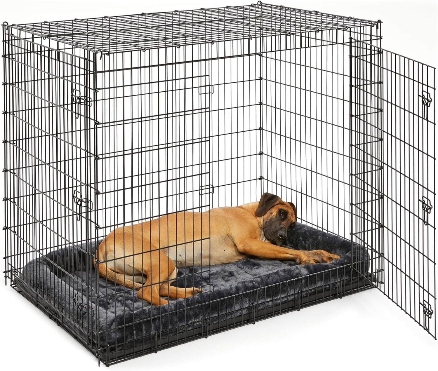 Burcyly Homes for Pets 36-Inch iCrate for Medium-Large Breeds, 41-70 lbs, Double Door Folding Dog Crate with Divider Panel, Leak-Proof Tray & Secure Latches, Portable, Durable & Easy to Assemble