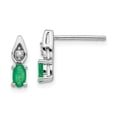 thumbnail image 1 of 14K White Gold Emerald Diamond Earring, 1 of 2