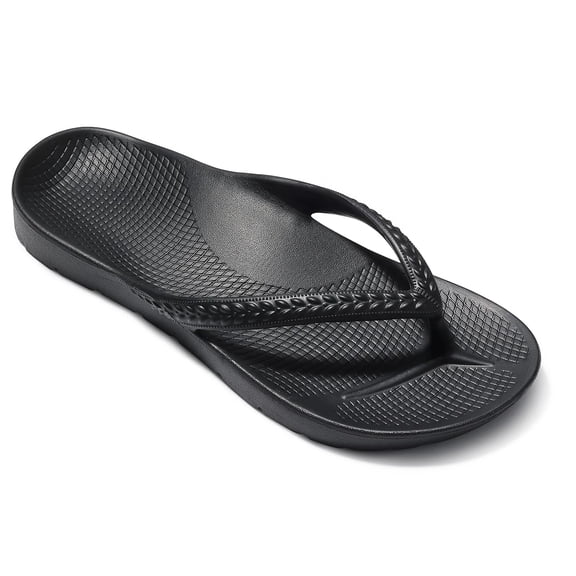 Smile Popcorn Women's Flip Flops Lightweight Thong Sandals Summer Beach Sandals with Arch Support, Black