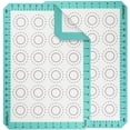 thumbnail image 1 of U-Taste Tapis de Cuisson en Silicone Résistant à la Chaleur pour Macarons, Feuille de Cuisson Réutilisable Antiadhésive pour Biscuits avec Mesure de Cercle de Renforcement des Bords (Taille Demi-Feuilles, Lot de 2, Aqua Sky), 1 of 8