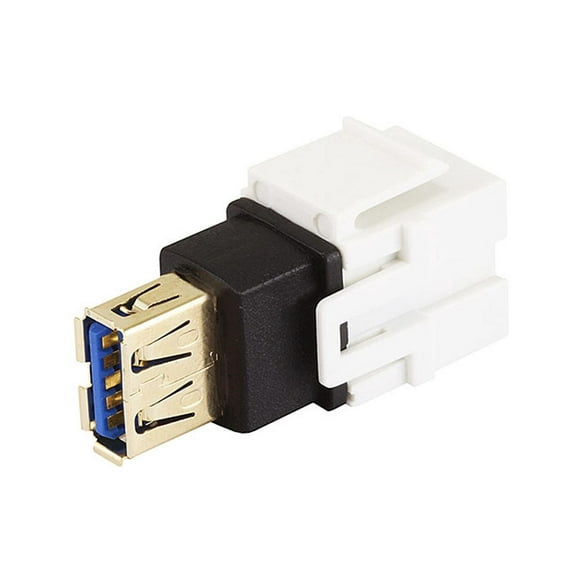 Monoprice Keystone Jack - USB 3.0 A Female to A Female Coupler Adapter - White | Flush Type
