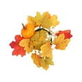 thumbnail image 4 of 秋季感恩节枫叶南瓜蜡烛环 万圣节节日餐桌中央装饰摆件花环 南瓜白果枫叶烛台, 4 of 8