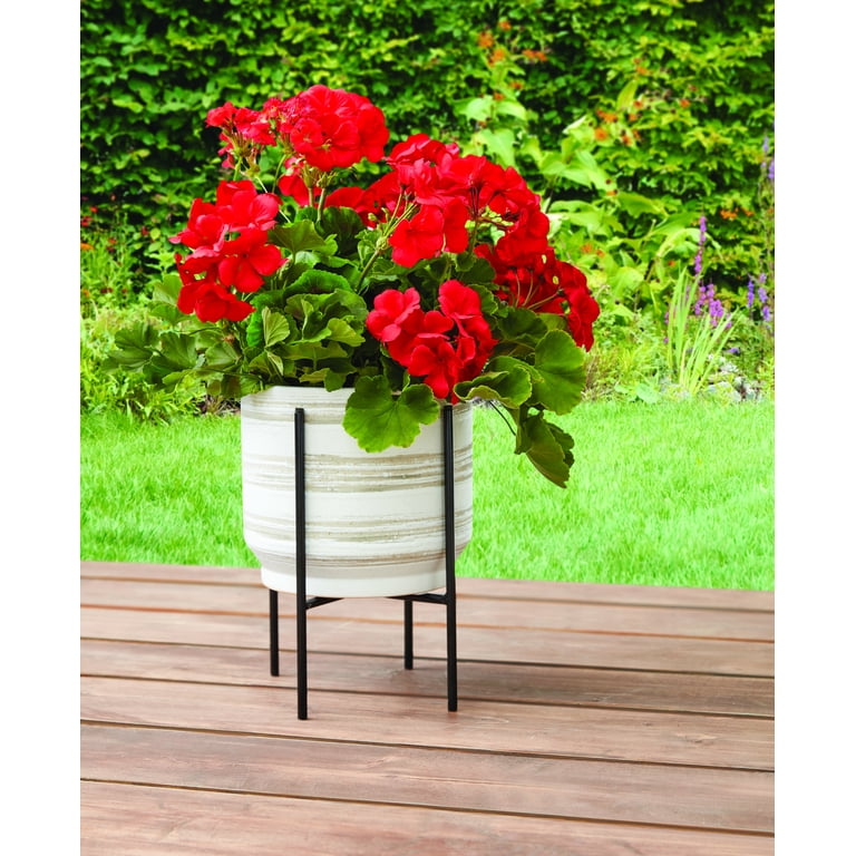 Mainstays 8 inch Black Metal Plant Stand Reversible Indoor Outdoor