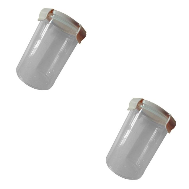 Bearachild Hebilla de plástico PP transparente, latas selladas, soportes redondos para tanque de almacenamiento de cereales, contenedores de cocina rosado 11*9.5*14.5 cm 2piezas Bearachild CBP055754