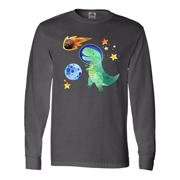 Inktastic Tyrannosaurus Rex Vs. Meteor Fun Space Dinosaur Long Sleeve T-Shirt