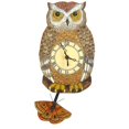thumbnail image 1 of Modern Artisans Night Owl Pendulum Wall Clock Brown, 1 of 4