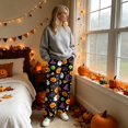 thumbnail image 4 of QWKLEAJ Halloween Pajama Pants Women Pumpkin Print Lounge Pants Drawstring Wide Leg Sleepwear Fall Holiday Loungewear Cozy Home Trousers Autumn Themed Bottoms Festive Nightwear, 4 of 6