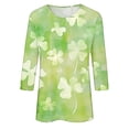 thumbnail image 5 of Diufon T-Shirts de la Saint-Patrick pour Femmes Décontractés Grande Taille Imprimé Trèfle Manches 3/4 Col Rond, 5 of 5
