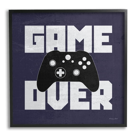 Stupell Game Over Blue Controller Phrase Beauty & Fashion Painting Black Framed Art Print Wall Art