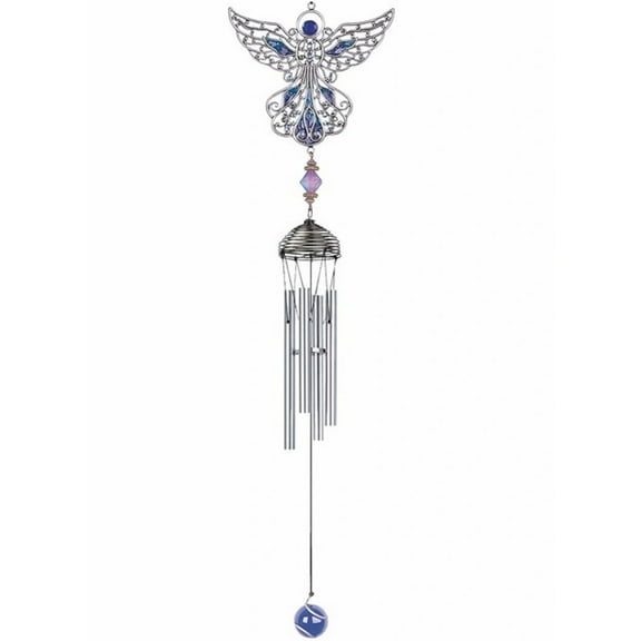 FC Design 21" Long Blue Angel Pewter and Gem Wind Chime Garden Patio Decoration