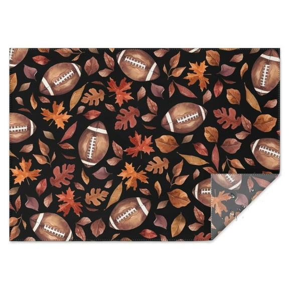 Fall Football and Autumn Leaves Pattern Rectangle Tablecloth 60"x84",Waterproof Polyester Rectangle Table Cloth, Wipeable Spillproof Polyester Tablecloth for Dining, Camping, Indoor and Outdoor