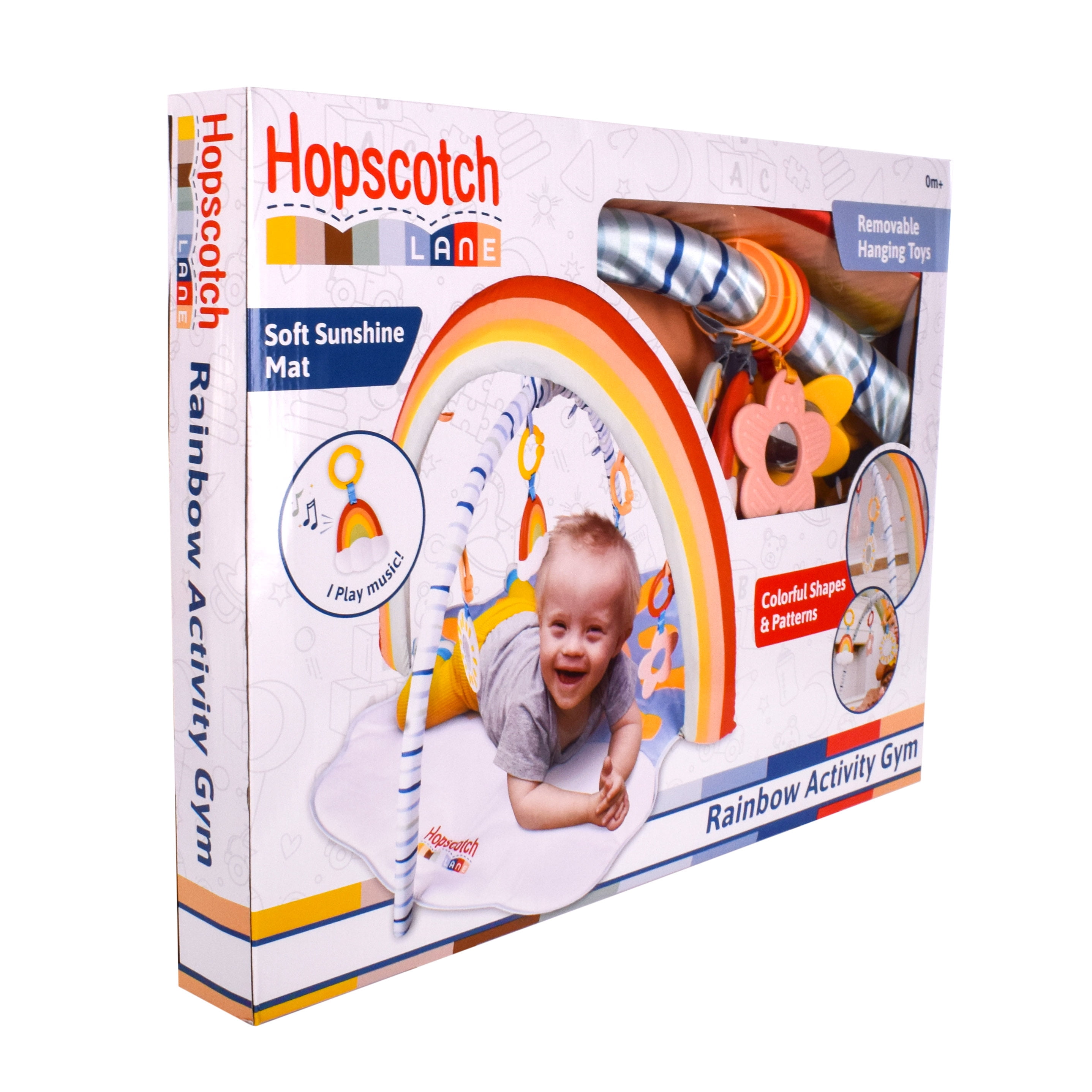 Hopscotch Lane Rainbow Activity Gym - Tummy Time Play Mat, Musical Hanging Toys, Infant 0+ Months