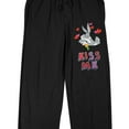 thumbnail image 2 of Looney Tunes Bugs Bunny "Kiss Me" Men's Black Sleep Pajama Pants, 2 of 4