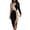Gold, variant on Women'S Two Color Black And Gold National Style High Waist Solid Color Temperament Mid Length Skirt Long Sleeved Waist Dress Women'S Casual Dress Gold L