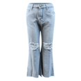 thumbnail image 2 of Gibobby Jeans Pantalones de mujer Pantalones de pierna ancha de mezclilla informales de verano para mujer Pantalones vaqueros ligeramente rasgados con corte de bota(Azul celeste,M), 2 of 5